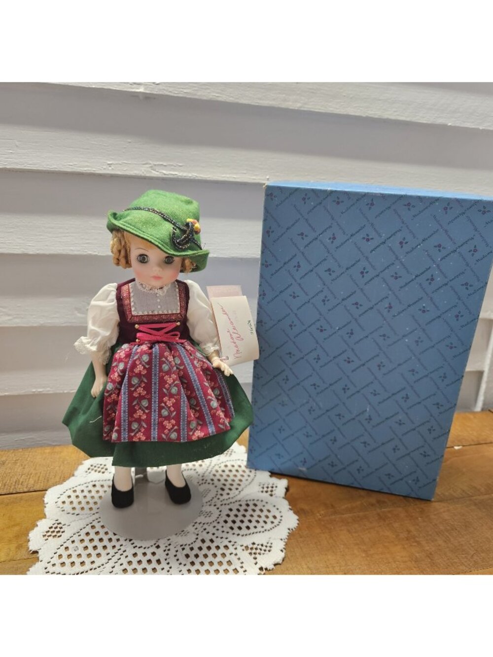 Vintage Madame Alexander 14" Doll, Heidi Doll Complete With Box, Tag and Stand